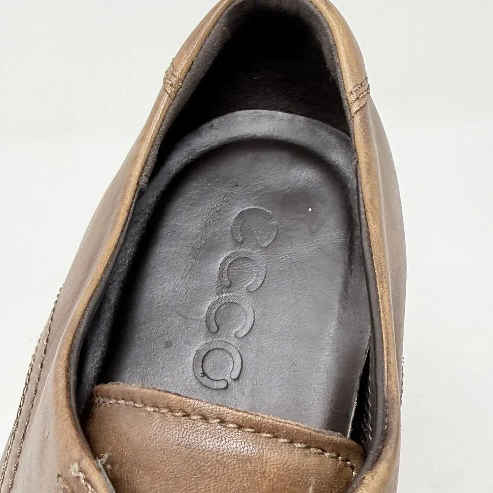 Ecco Melbourne Tie Derby Shoes Mens 10 EU 44 Brown Leather Casual Dress Business
